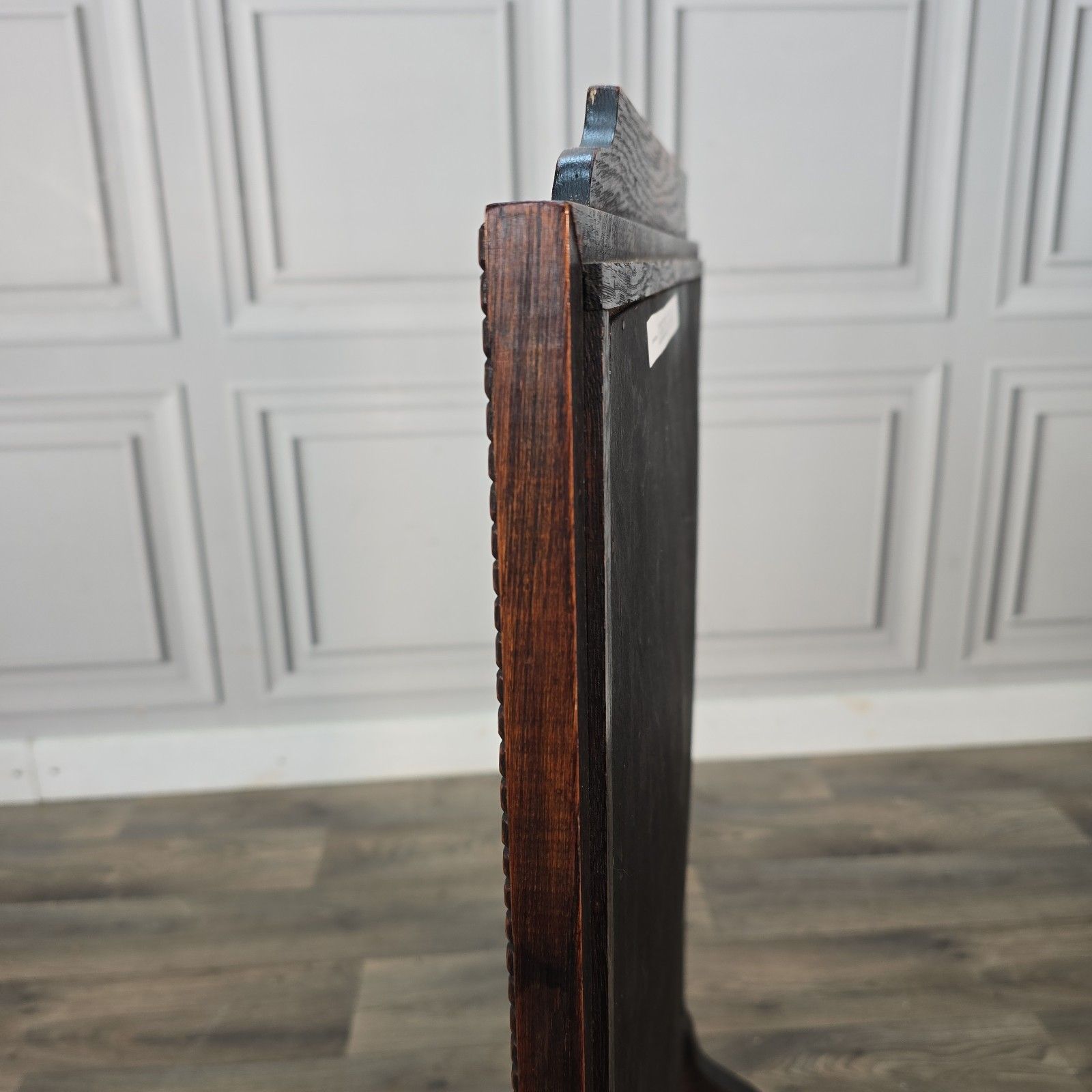 photo buy Antique Oak Fire Screen Jacobean Revival Fireside Guard Decorative Stand Wooden