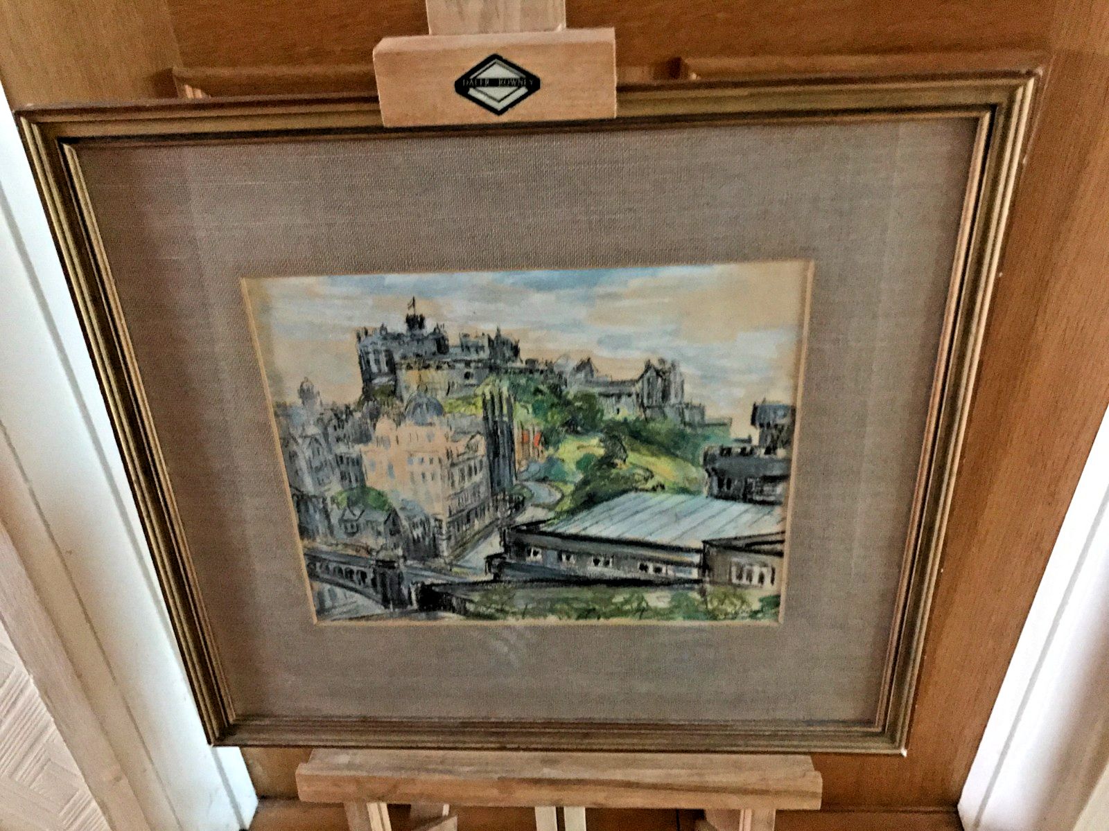 Vintage F&G Crayon Sketch Edinburgh Castle Mary Shillabeer (1904 1992)