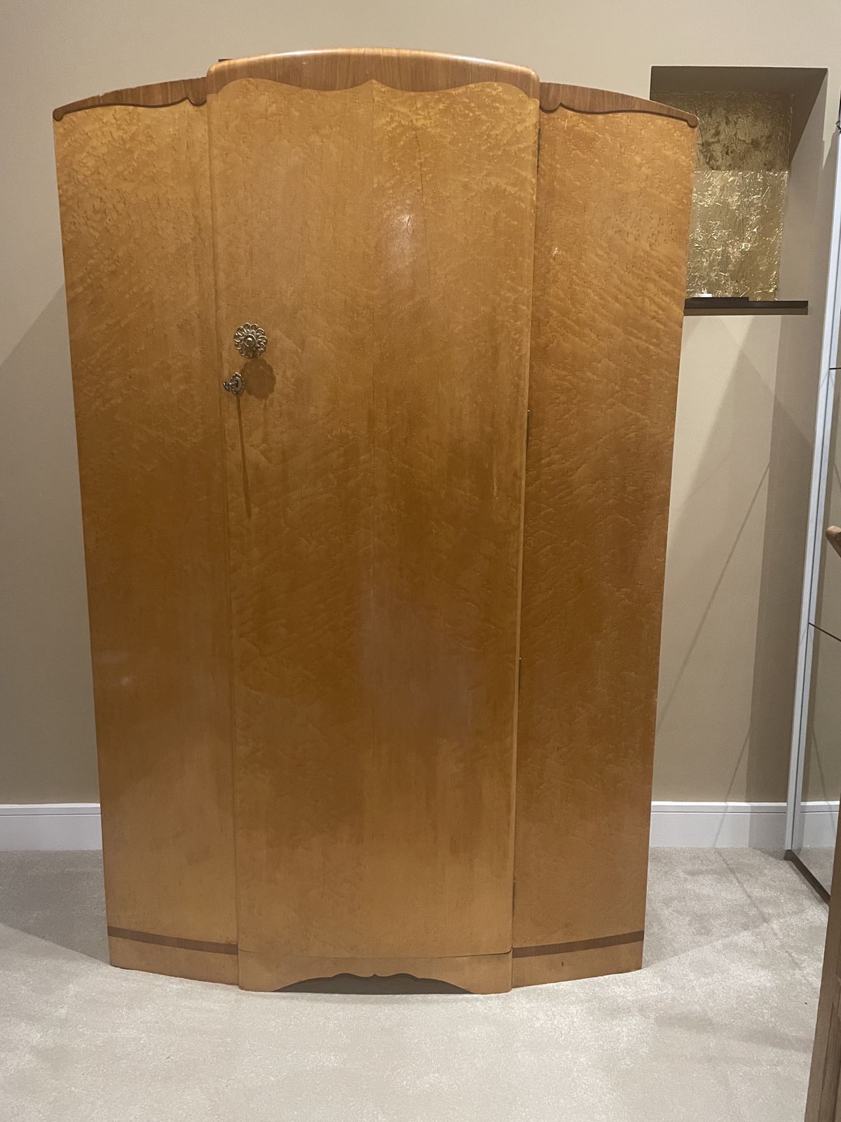 One X 1920 30s Birds Eye Maple Wardrobe Large (Comes N Two Parts)