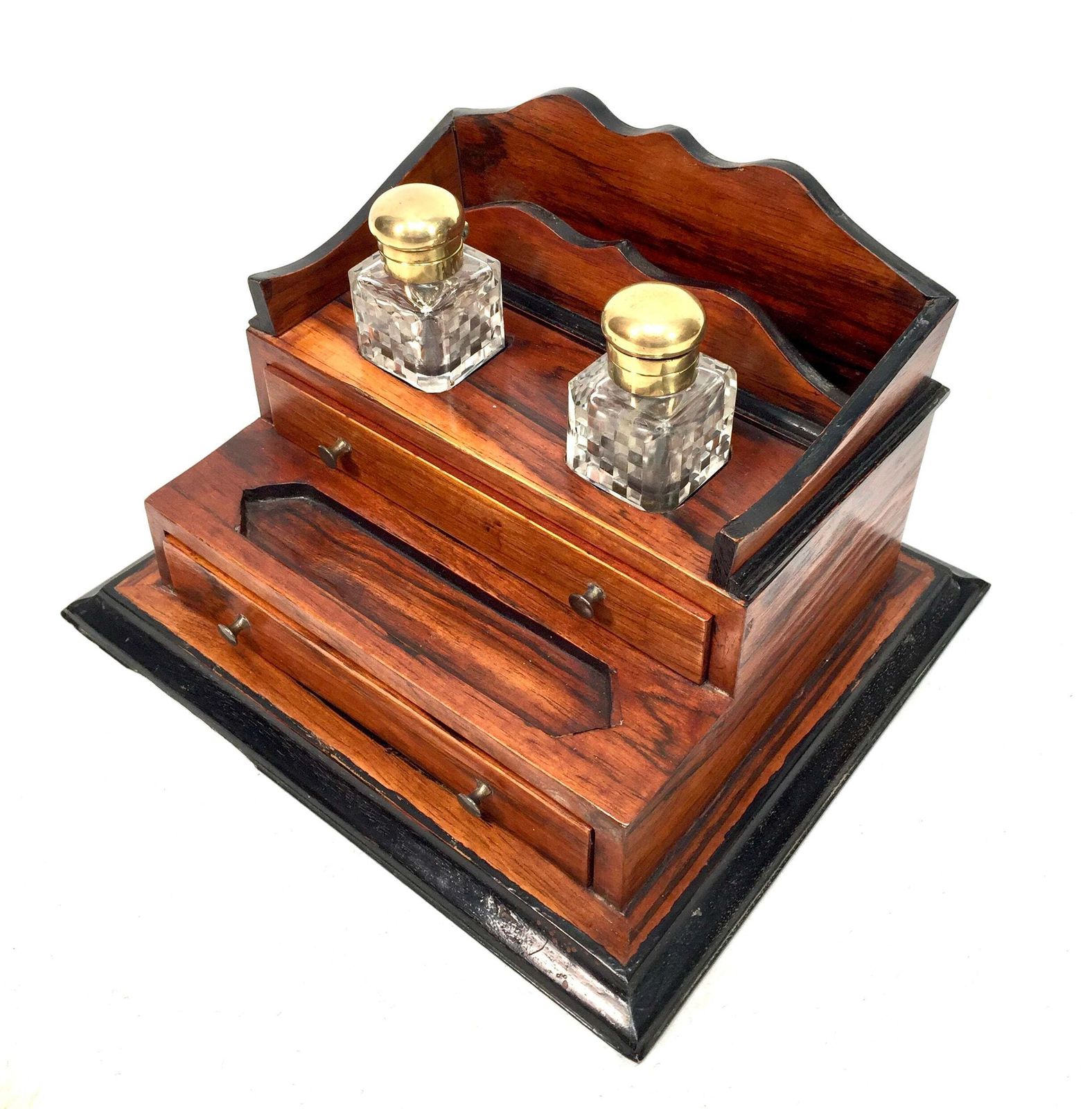 Antique Victorian Wooden Desktop Writing Inkstand / Stationery Letter Rack photo furniture