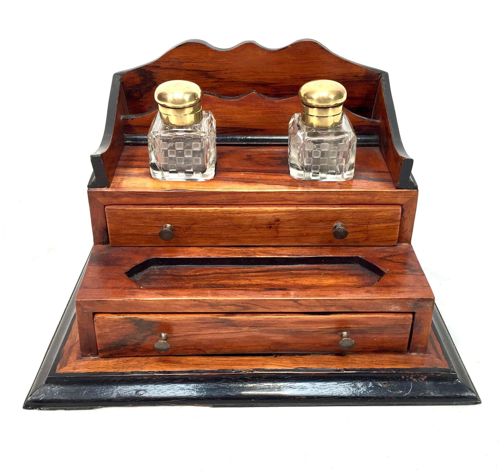 Antique Victorian Wooden Desktop Writing Inkstand / Stationery Letter Rack photo for sale