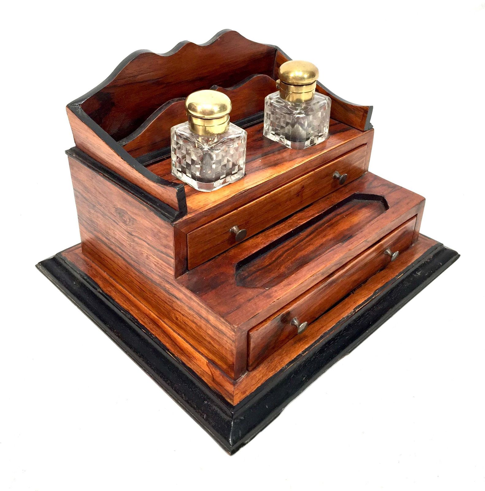 Antique Victorian Wooden Desktop Writing Inkstand / Stationery Letter Rack photo Home Decor