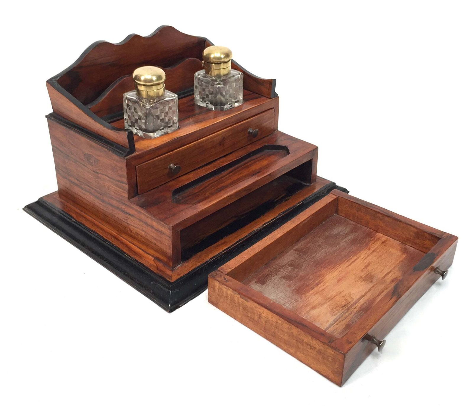 Antique Victorian Wooden Desktop Writing Inkstand / Stationery Letter Rack photo buy