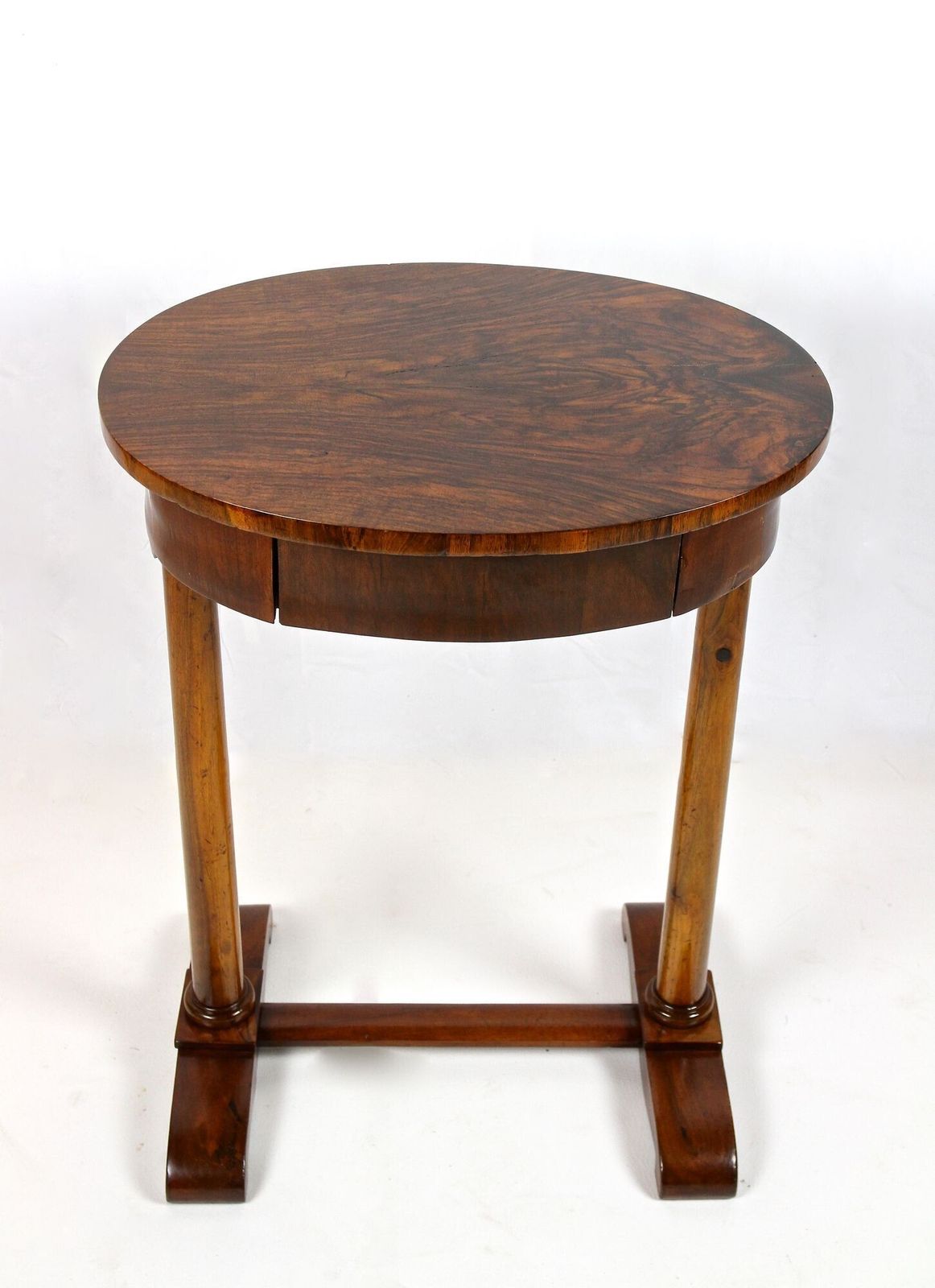 19th Century Oval Biedermeier Nutwood Side Table, Austria Circa 1830 photo furniture