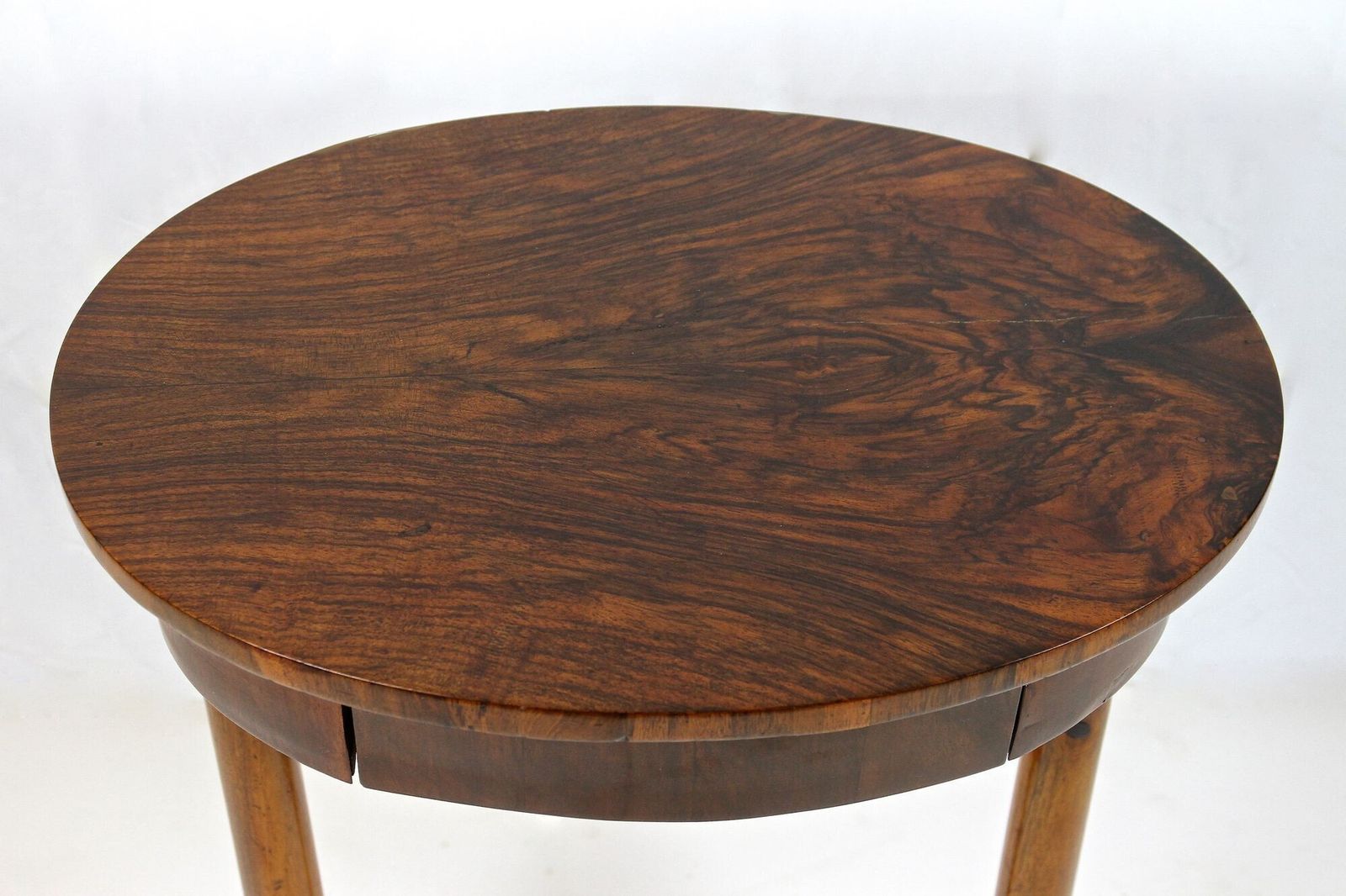 19th Century Oval Biedermeier Nutwood Side Table, Austria Circa 1830 photo for sale