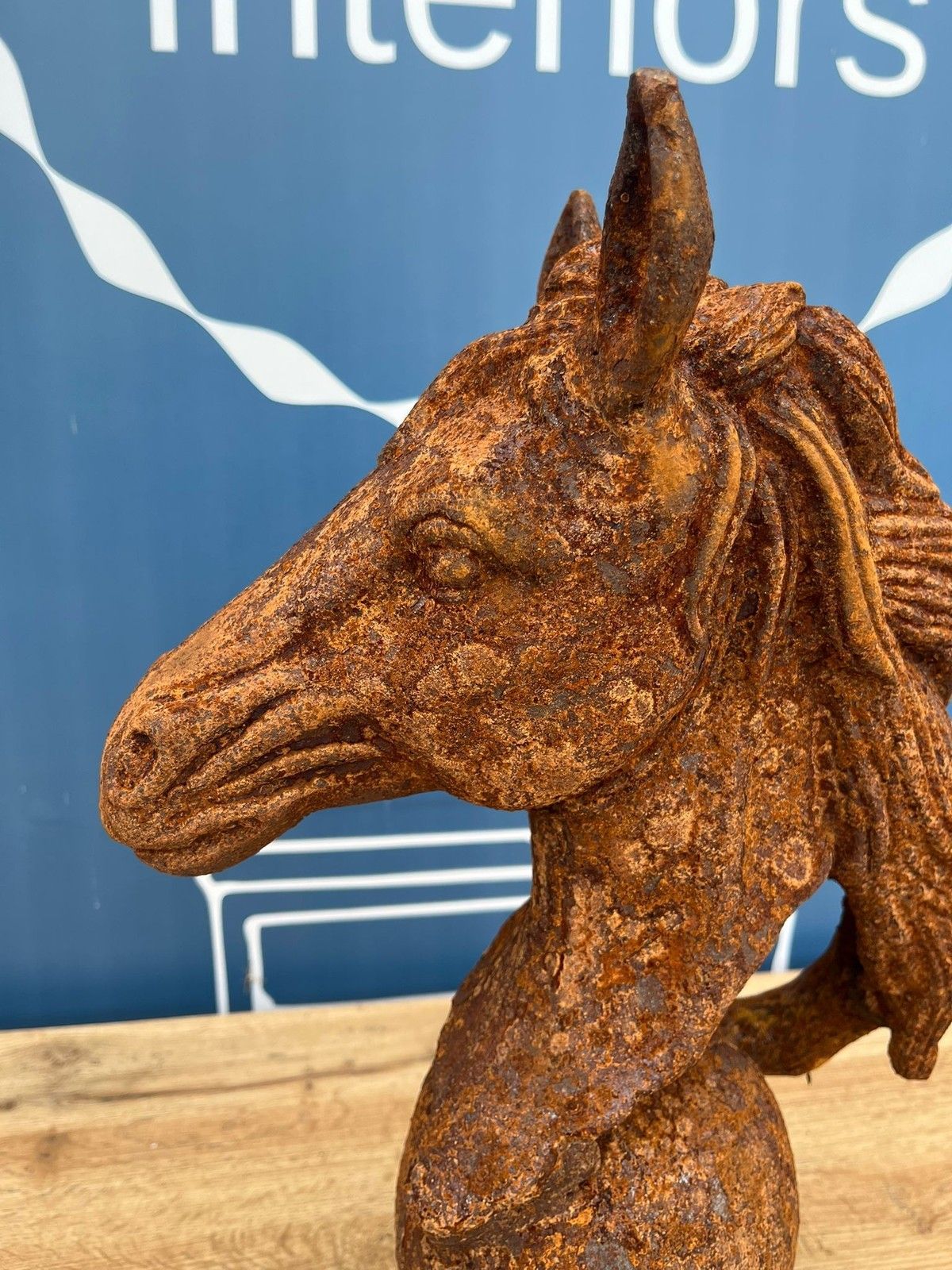 Antique Style Rusty Cast Iron Horse Head Bust Garden Interior Sculpture 12.5kg photo Garden Decor