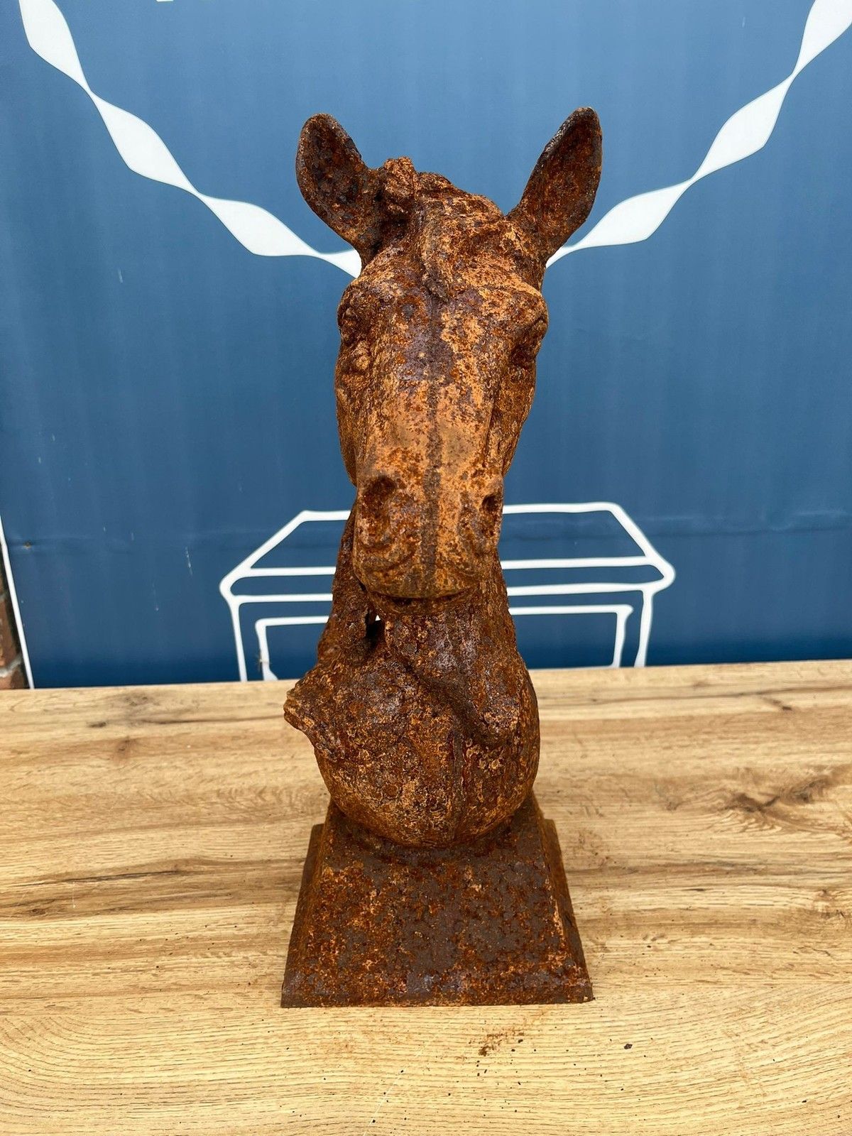Antique Style Rusty Cast Iron Horse Head Bust Garden Interior Sculpture 12.5kg photo vintage