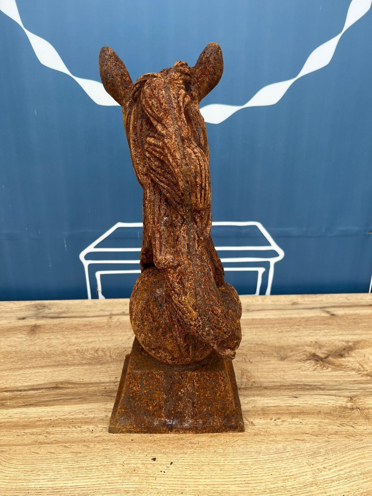 photo vinterior Antique Style Rusty Cast Iron Horse Head Bust Garden Interior Sculpture 12.5kg