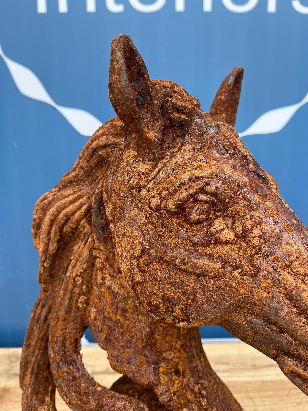 photo vintage Antique Style Rusty Cast Iron Horse Head Bust Garden Interior Sculpture 12.5kg