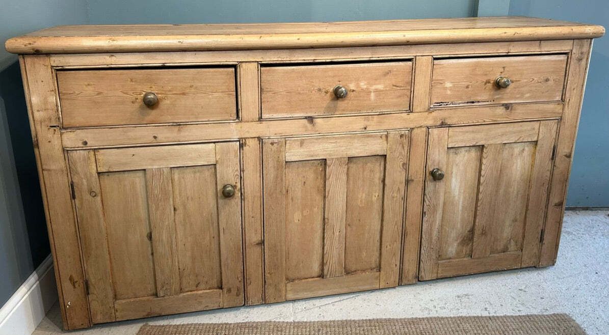 Large Rustic Antique Pine Sideboard