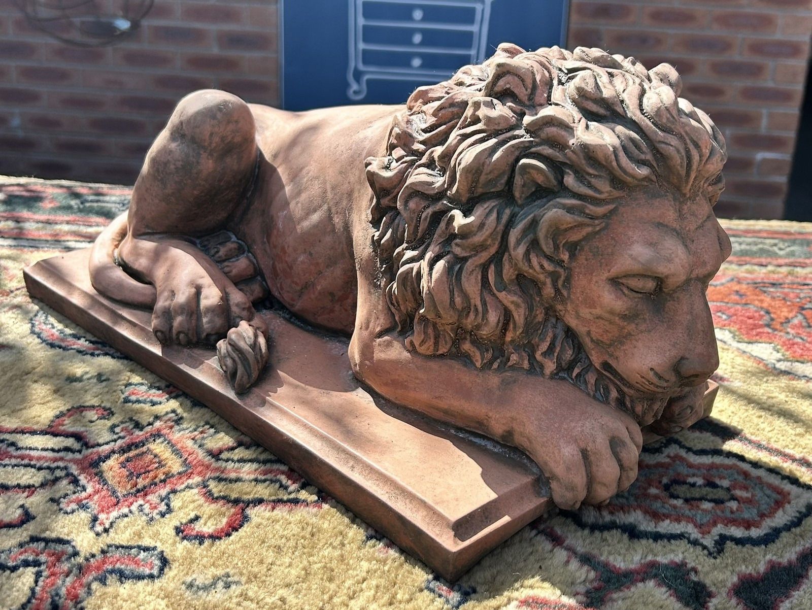 Antique Style Terracotta Stone Lion Garden Interior Sculpture Or Pillar Cap