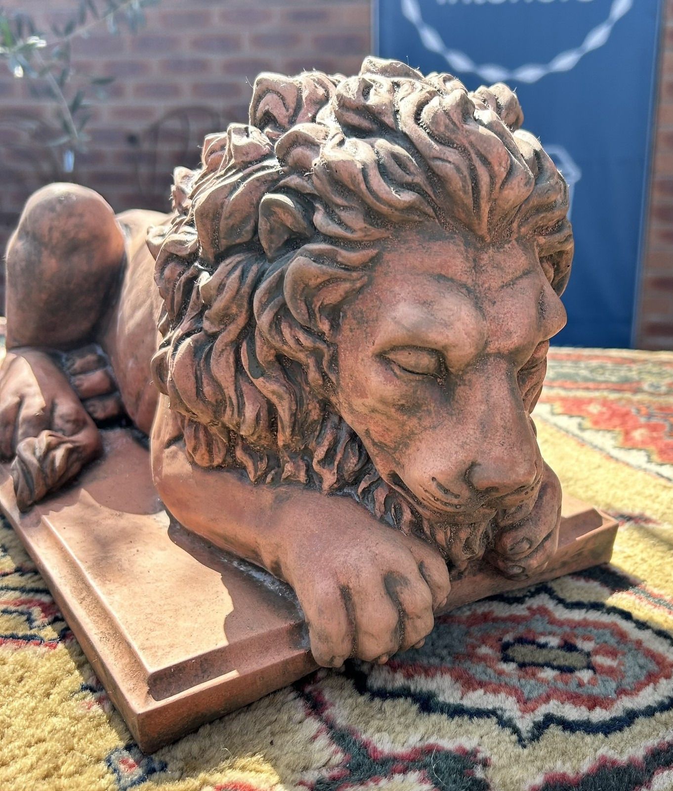 Antique Style Terracotta Stone Lion Garden Interior Sculpture Or Pillar Cap photo furniture