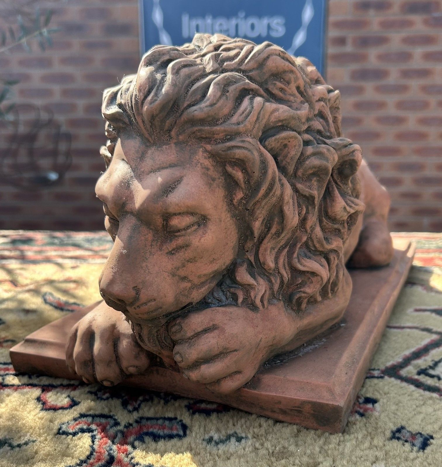 65.0 Antique Style Terracotta Stone Lion Garden Interior Sculpture Or Pillar Cap photo