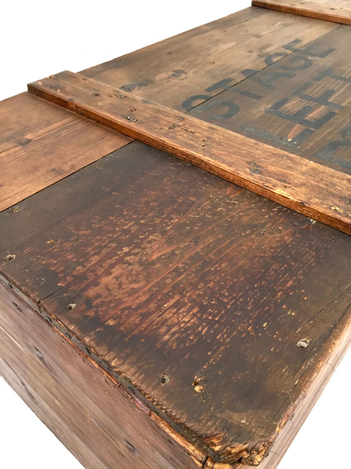 339.0 Antique 20th Century Wooden Coffer Blanket Box / Stage Prop Storage Crate C.1920 photo