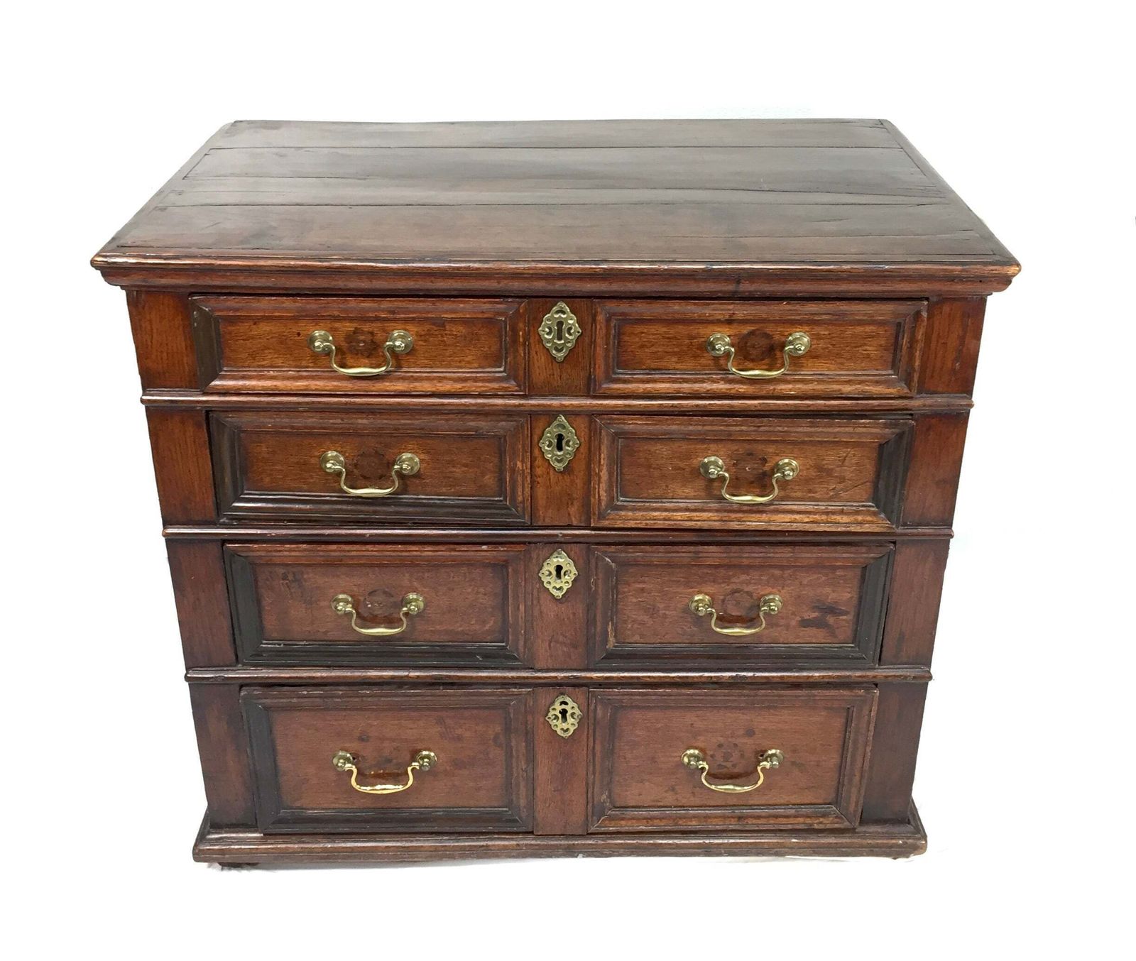 Antique 18th / 17th Century Oak Wooden Chest Of Drawers Storage Cabinet C.1700