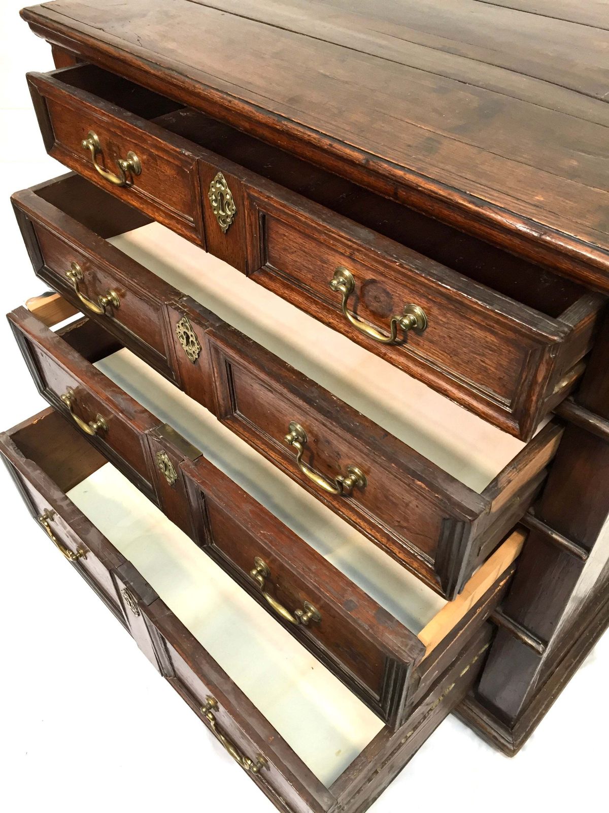 Furniture Antique 18th / 17th Century Oak Wooden Chest Of Drawers Storage Cabinet C.1700 photo