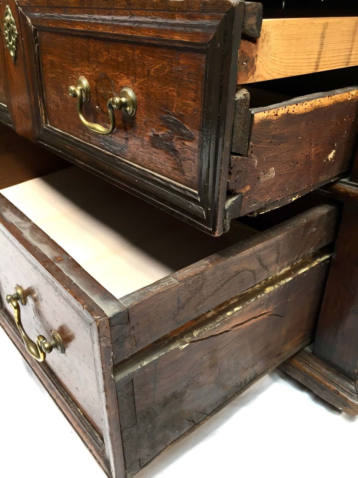 photo buy Antique 18th / 17th Century Oak Wooden Chest Of Drawers Storage Cabinet C.1700