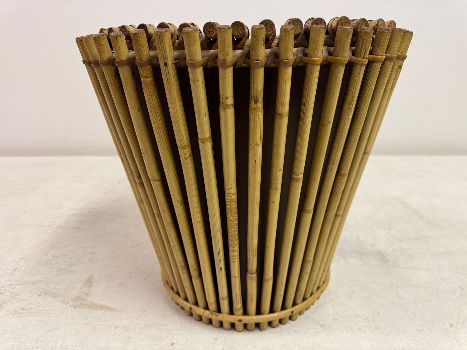 1970s Italian Bamboo Waste Paper Bin photo for sale