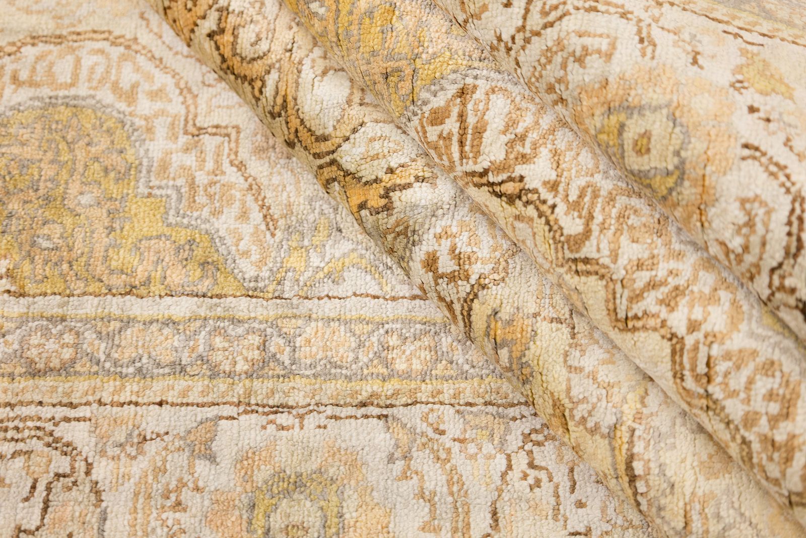 photo furniture Antique Turkish Kayseri Silk Rug, Cream, 168 × 119cm, Circa 1920s