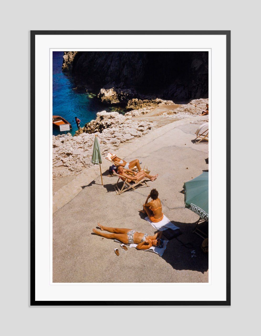 Toni Frissell 'Capri Sun Loungers' Archival Pigment Print Framed In Black photo furniture