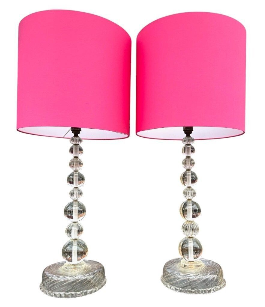 photo for sale A Pair Of Large 1970s Murano Glass Lamps Attributed To Barovier & Toso