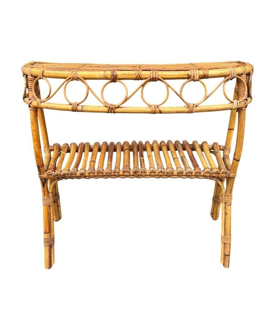An Italian 1970s Split Cane Bamboo, Bonacina Style Table photo vintage