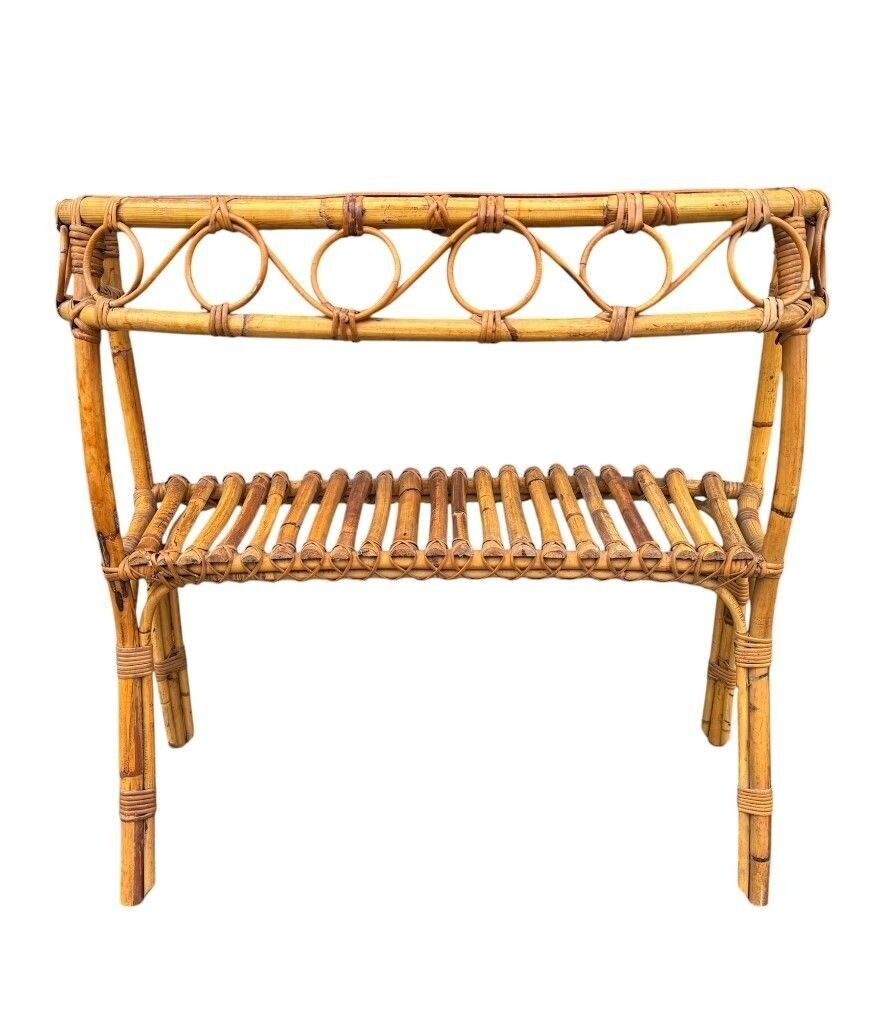photo furniture An Italian 1970s Split Cane Bamboo, Bonacina Style Table