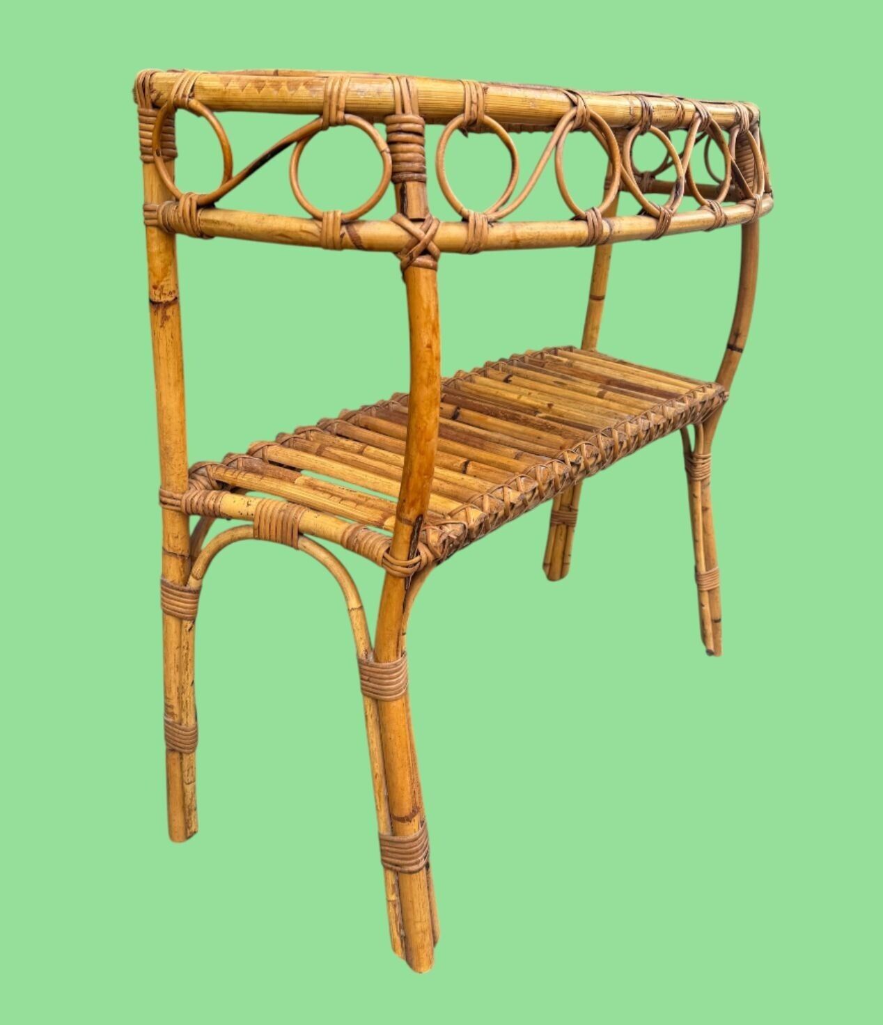 photo for sale An Italian 1970s Split Cane Bamboo, Bonacina Style Table