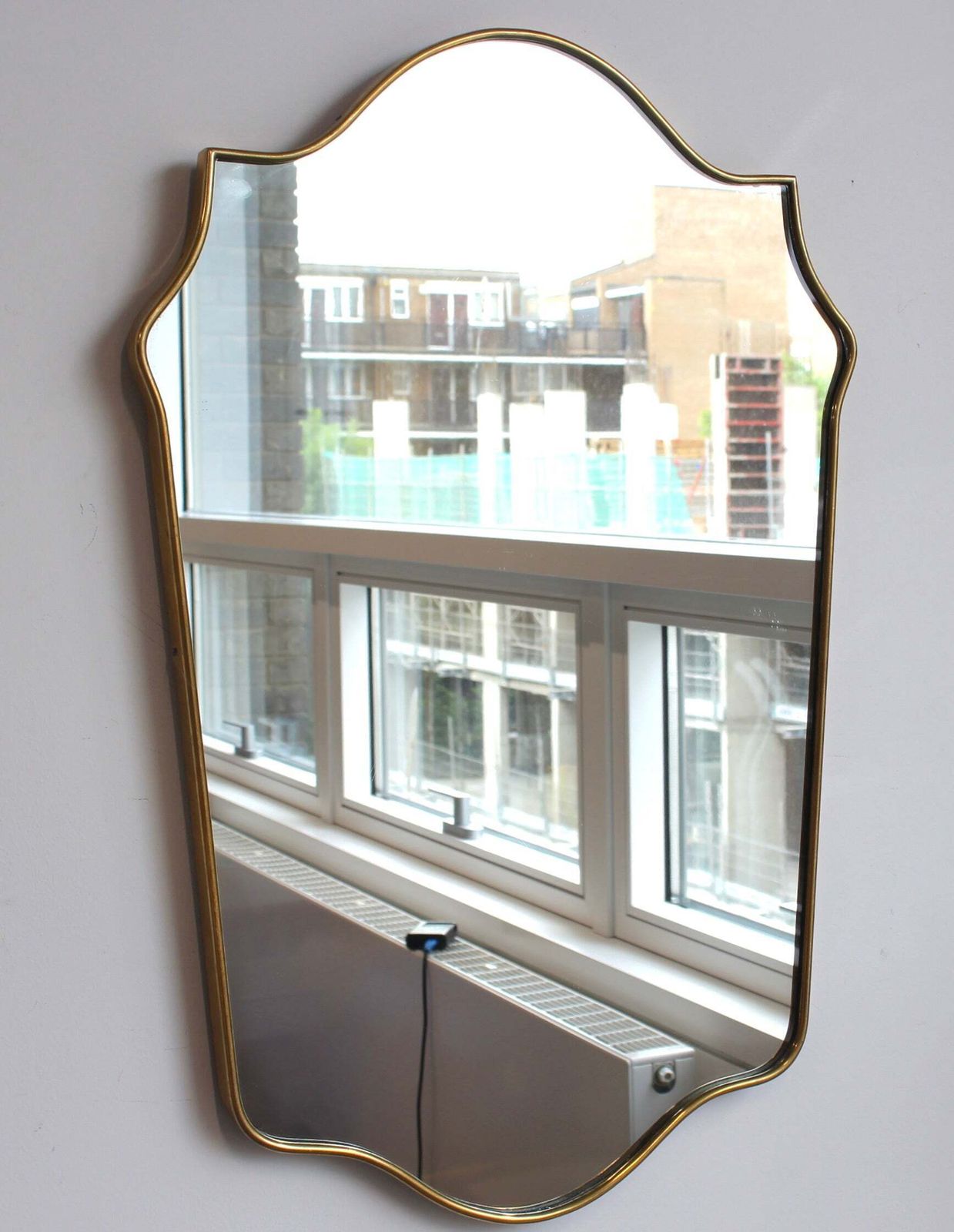 Mid Century Italian Wall Mirror With Brass Frame (Circa 1960s) photo furniture