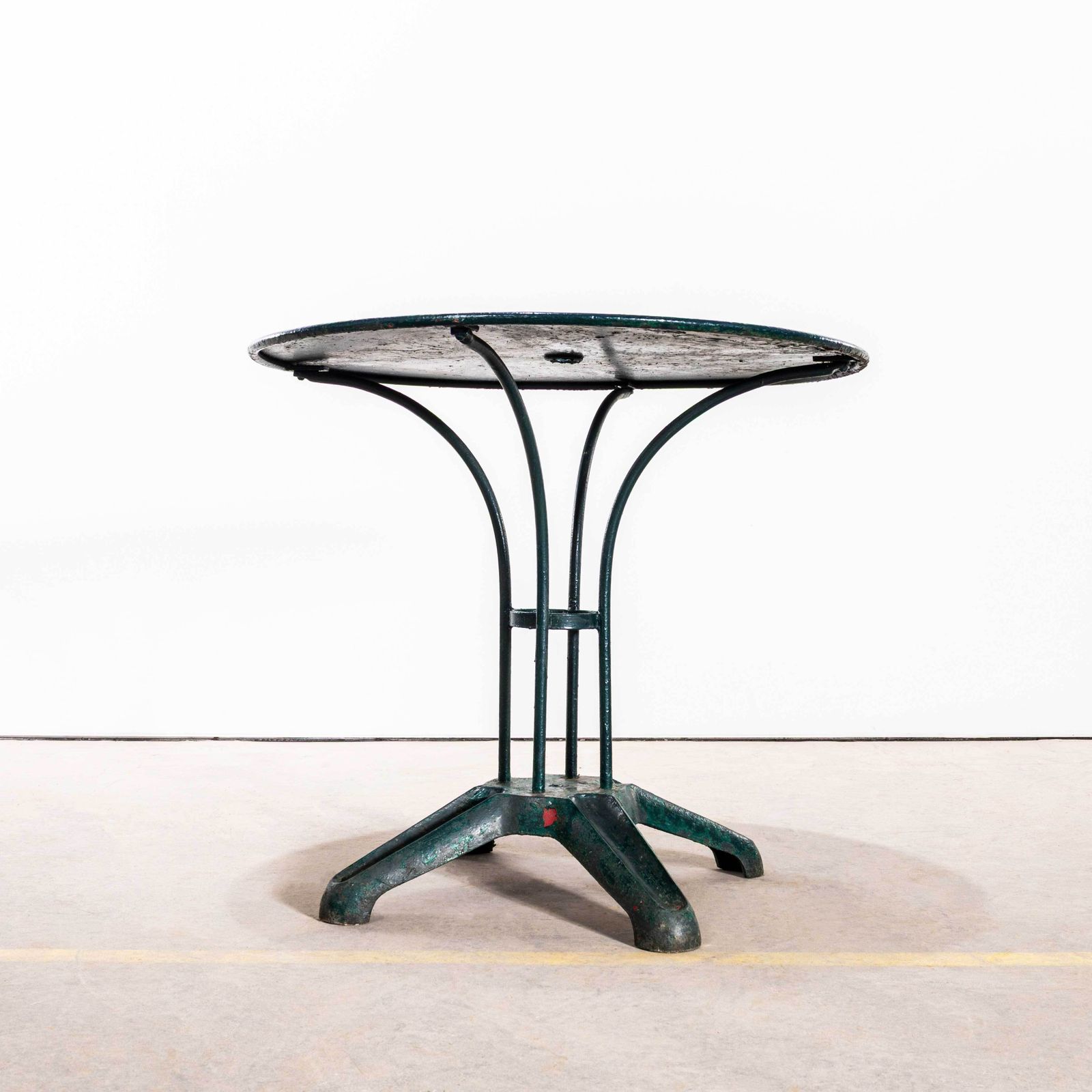 1950's Original Medium French Round Outdoor Table   Dark Turquoise photo 675.0