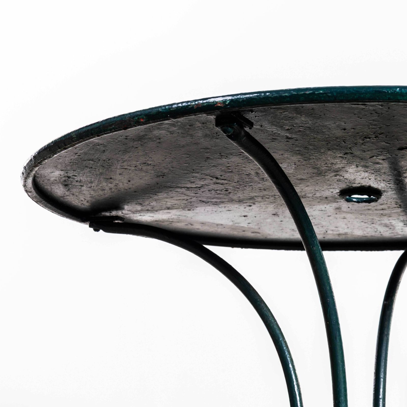 1950's Original Medium French Round Outdoor Table   Dark Turquoise photo for sale