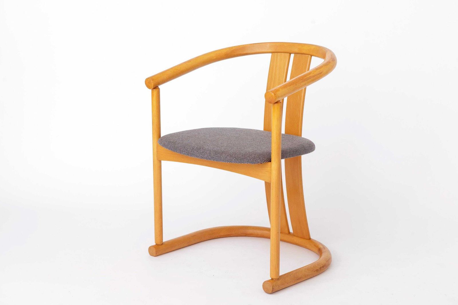 Set van 4 Casala eetkamerstoelen beukenhout Duitsland jaren 1970 Mid-Century Modern grijsblauw bekleding photo for sale
