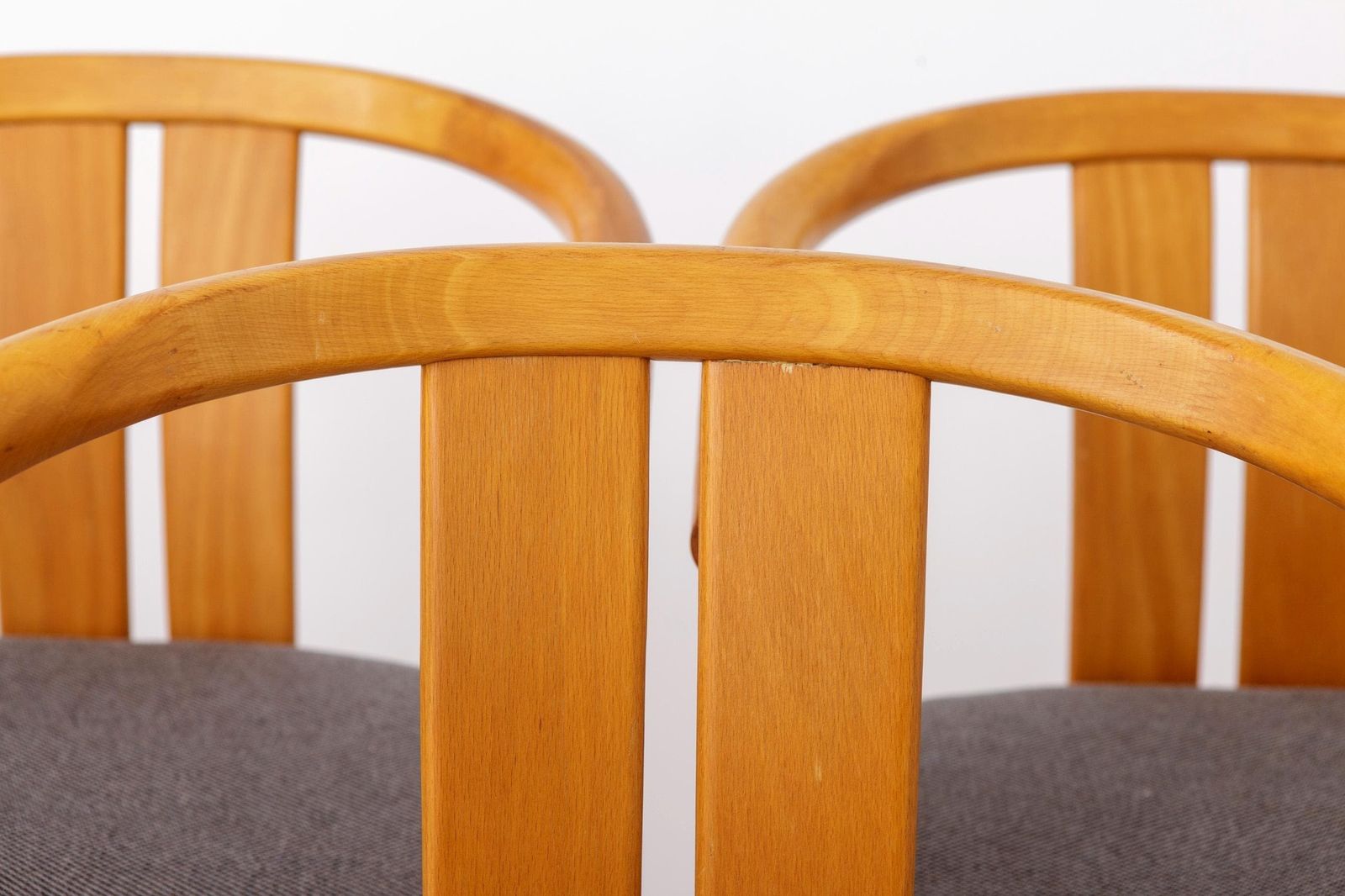 Set Of 4 Casala Dining Chairs Beech Wood Germany 1970s Mid Century Modern Gray Blue Upholstery photo Furniture