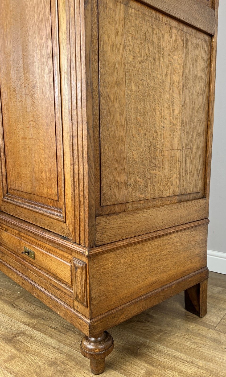 photo for sale Wardrobe Antique French Style Oak Two Door Carved Armoire Cabinet Lot 6143