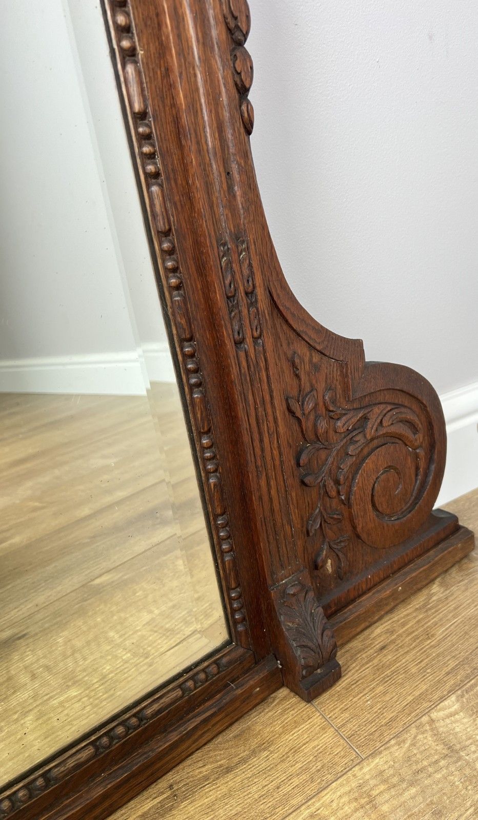 Mirror Antique French Style Oak Wall Mirror Carved Decorative Frame Lot 6140 photo buy