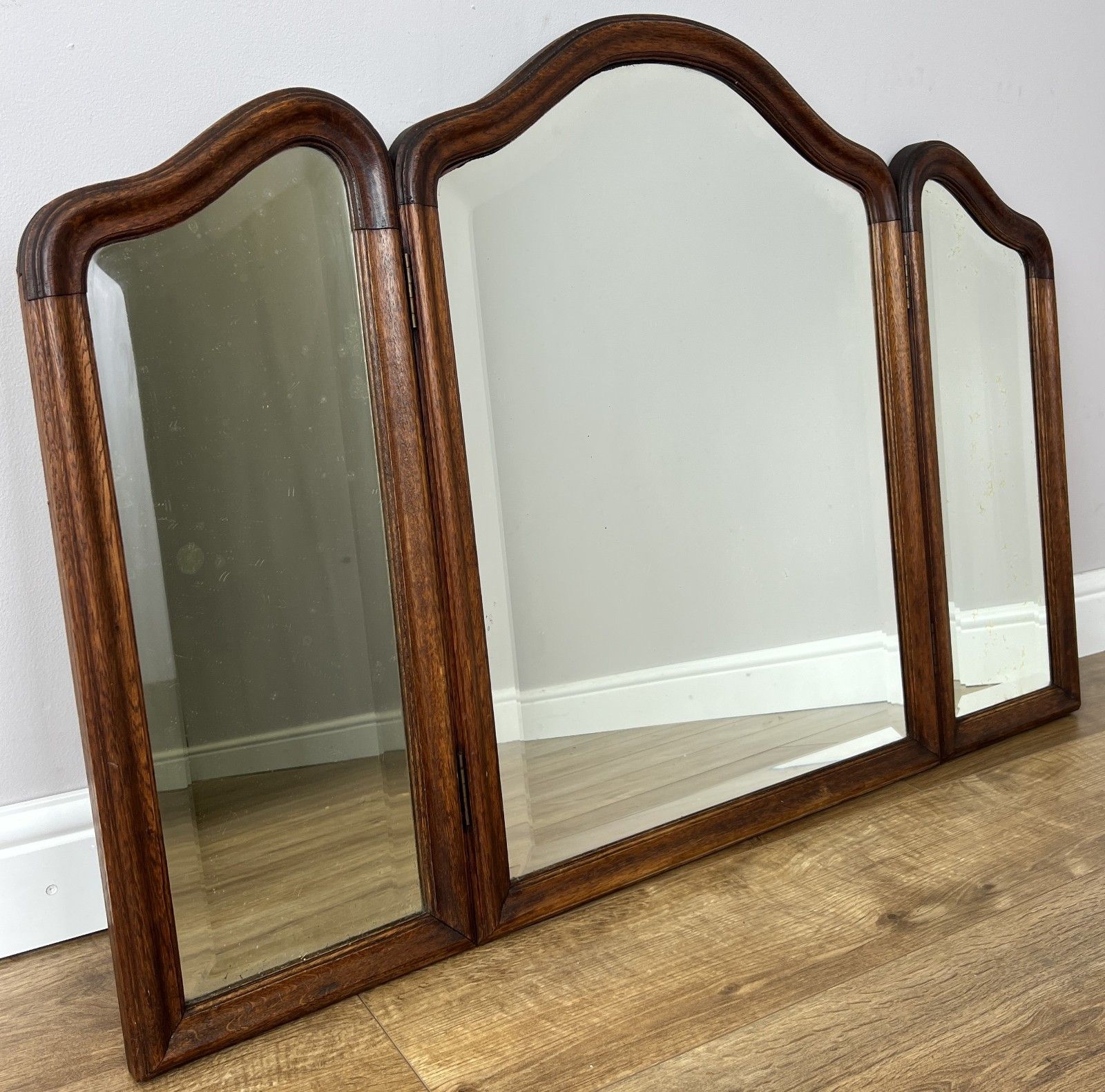 Mirror Antique French Oak Triple Folding Carved Dressing Table Mirror Lot 6137