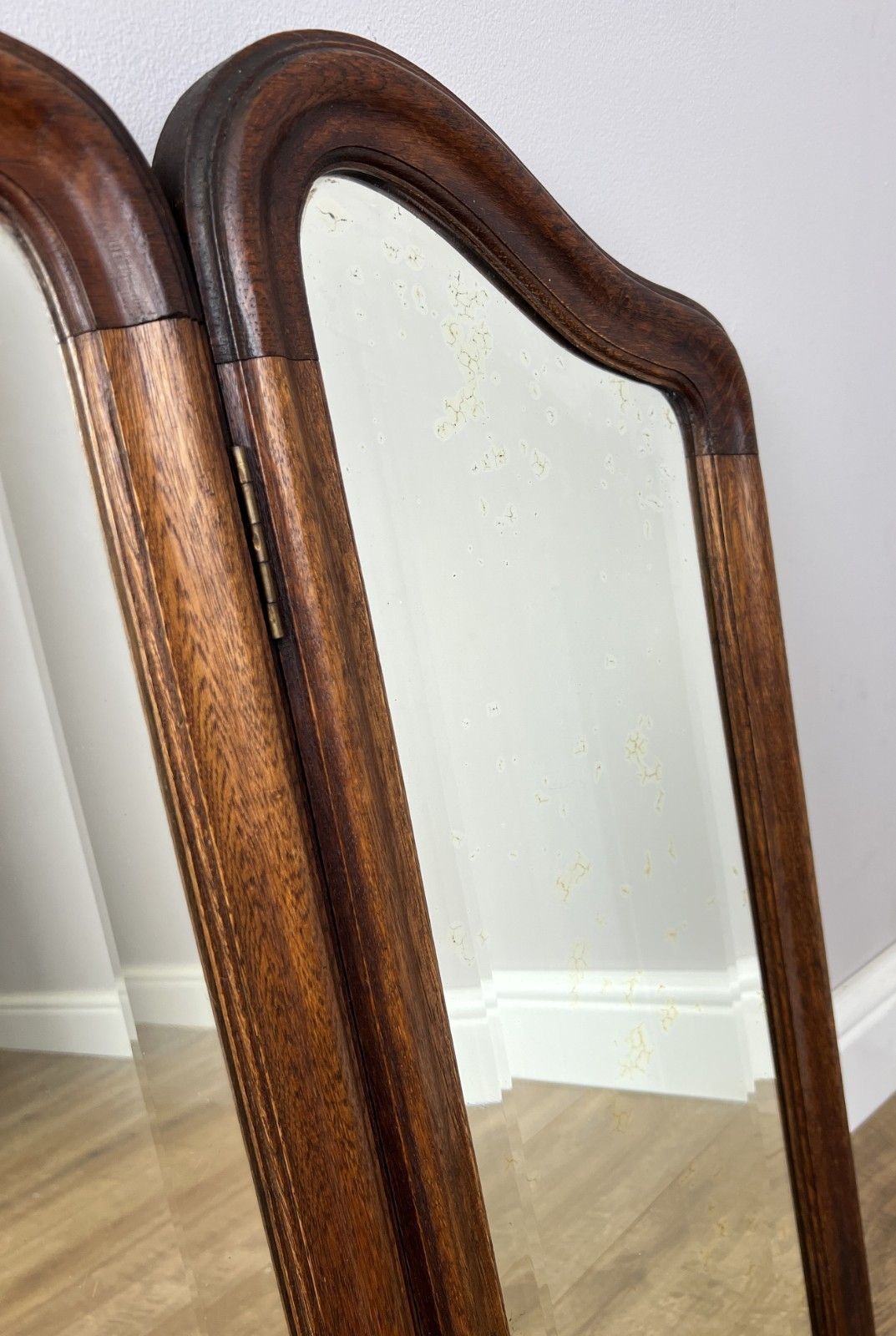 Mirror Antique French Oak Triple Folding Carved Dressing Table Mirror Lot 6137 photo vintage