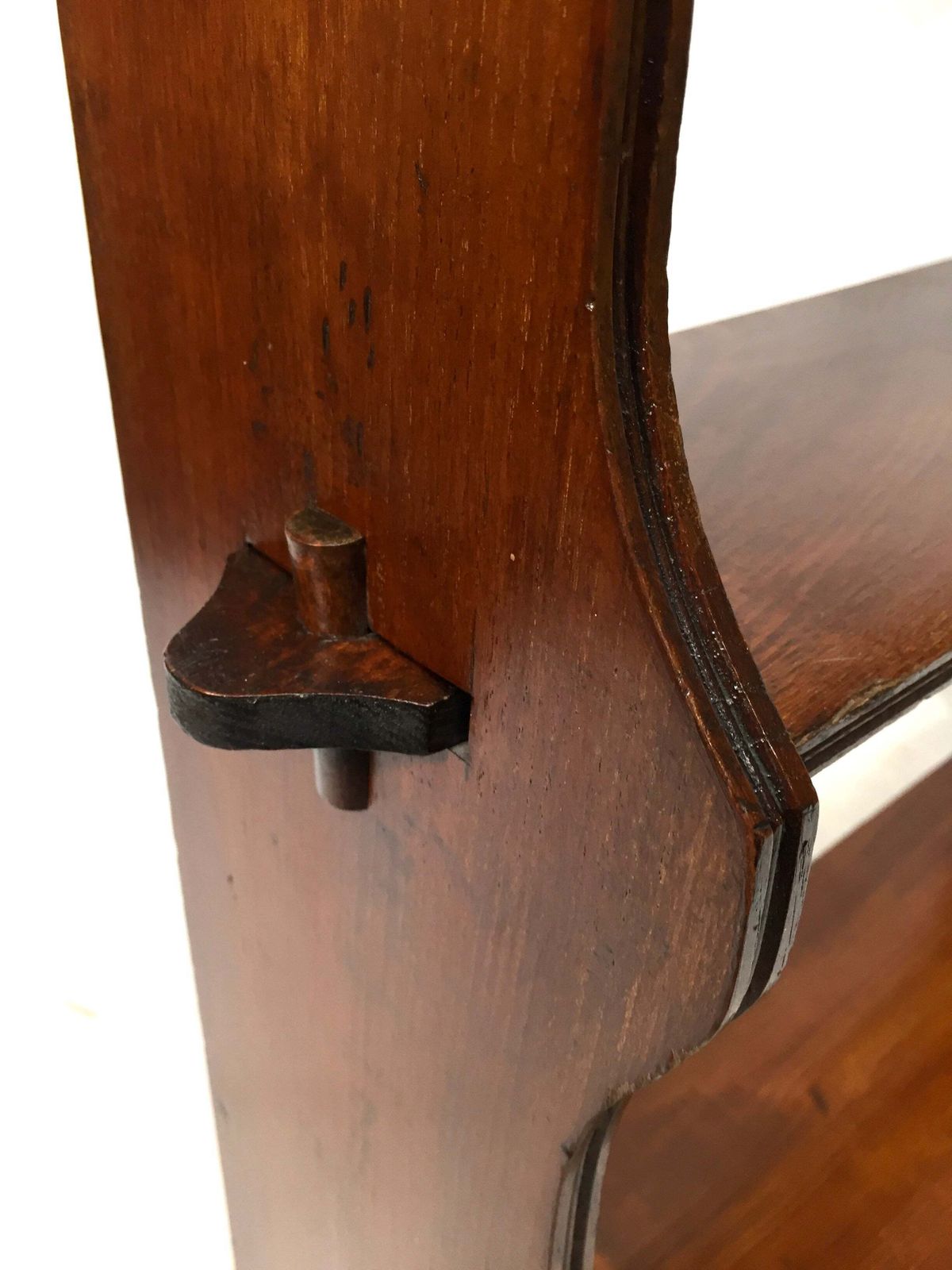 Antique Large Wooden Hand Carved Arts & Crafts Wall Hanging Peg Shelf C1930 photo for sale