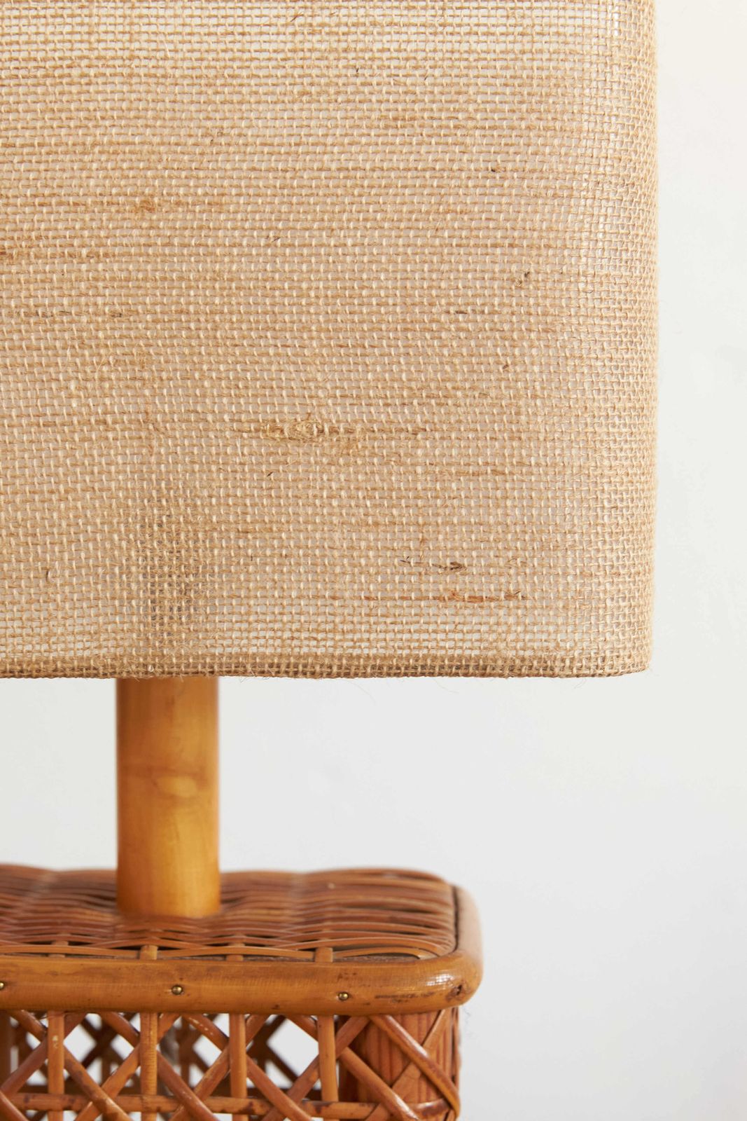 Woven Rectangular Bamboo Table Lamp, C1960   70 photo for sale
