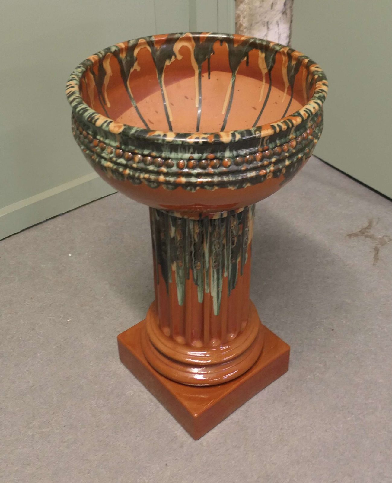 French Glazed Arts And Crafts Terracotta Jardiniere In Good Condition photo for sale
