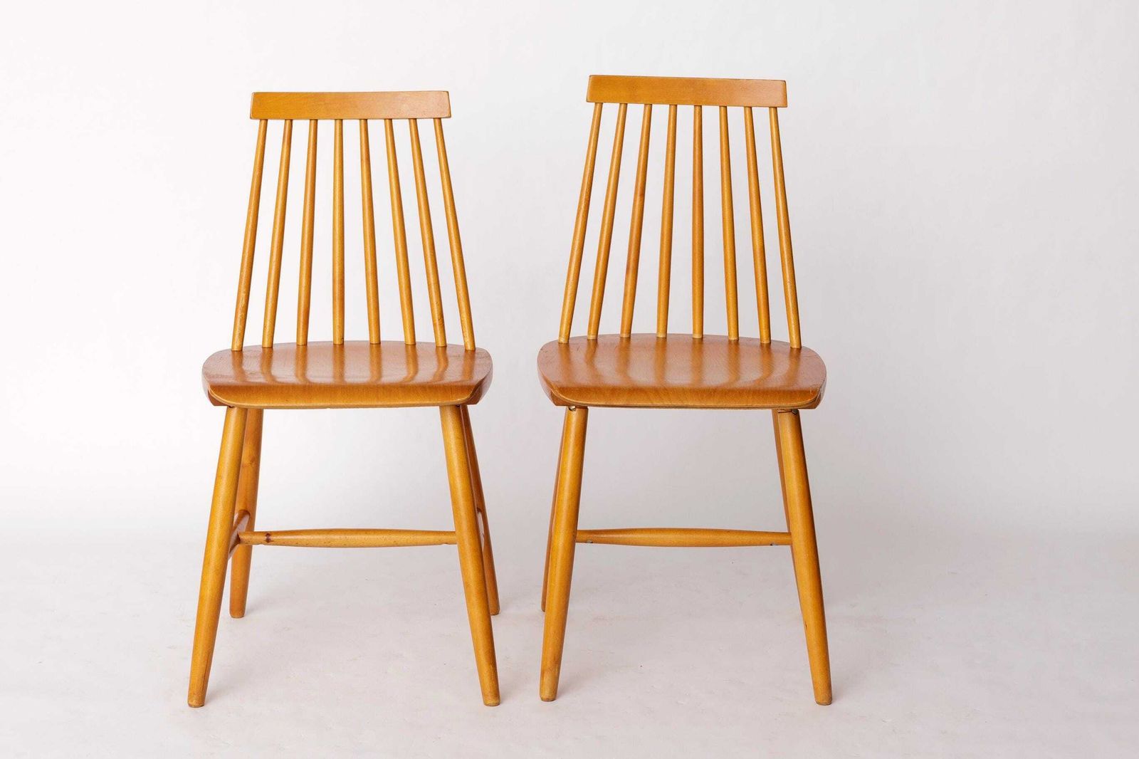 Pair Of Yngve Ekström "Pinocchio" Dining Chairs – Swedish Beechwood, 1960s Vintage Scandinavian Design photo Furniture