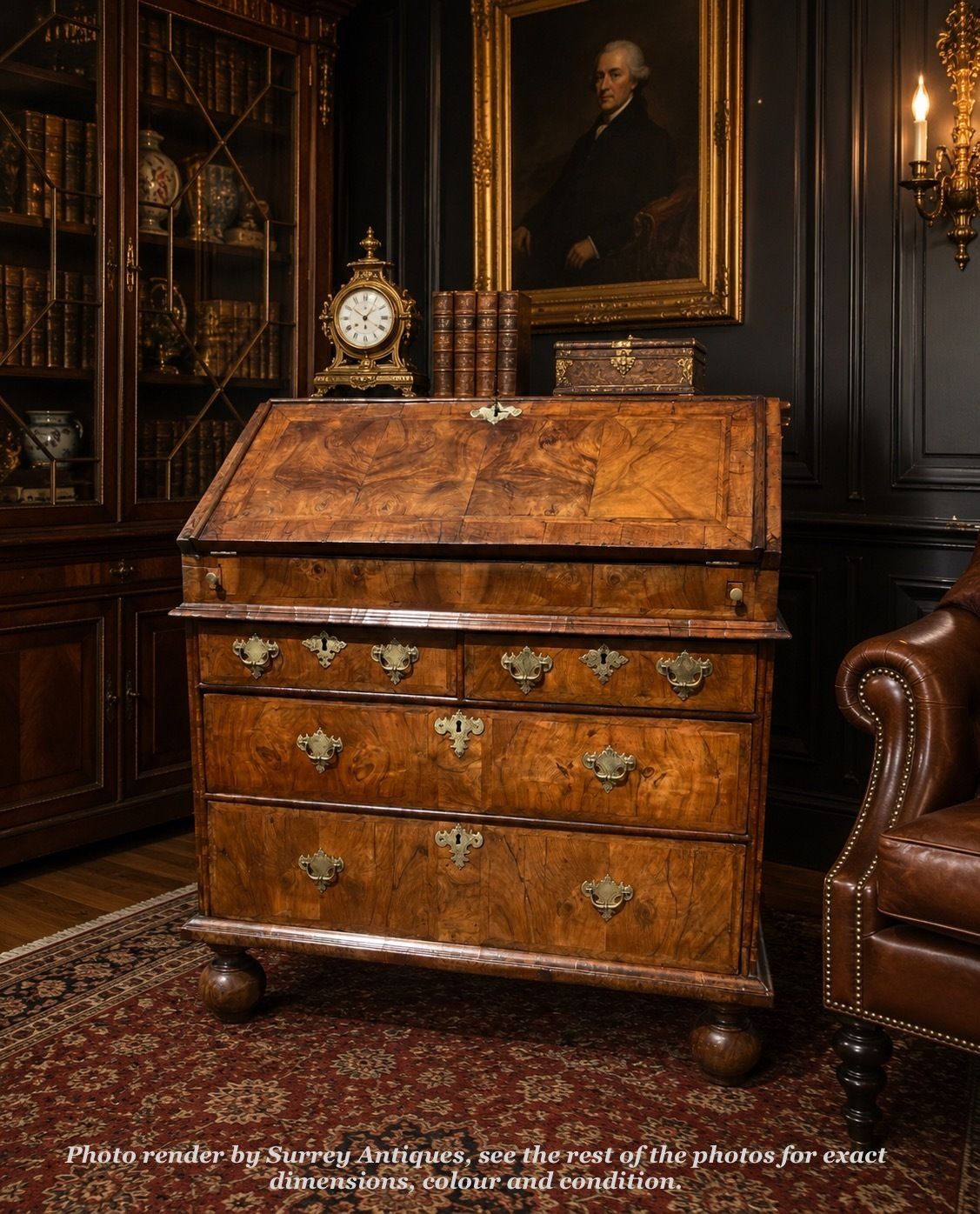 Fine Early 18th Century English Walnut Fall Front Bureau, Circa 1705 photo furniture