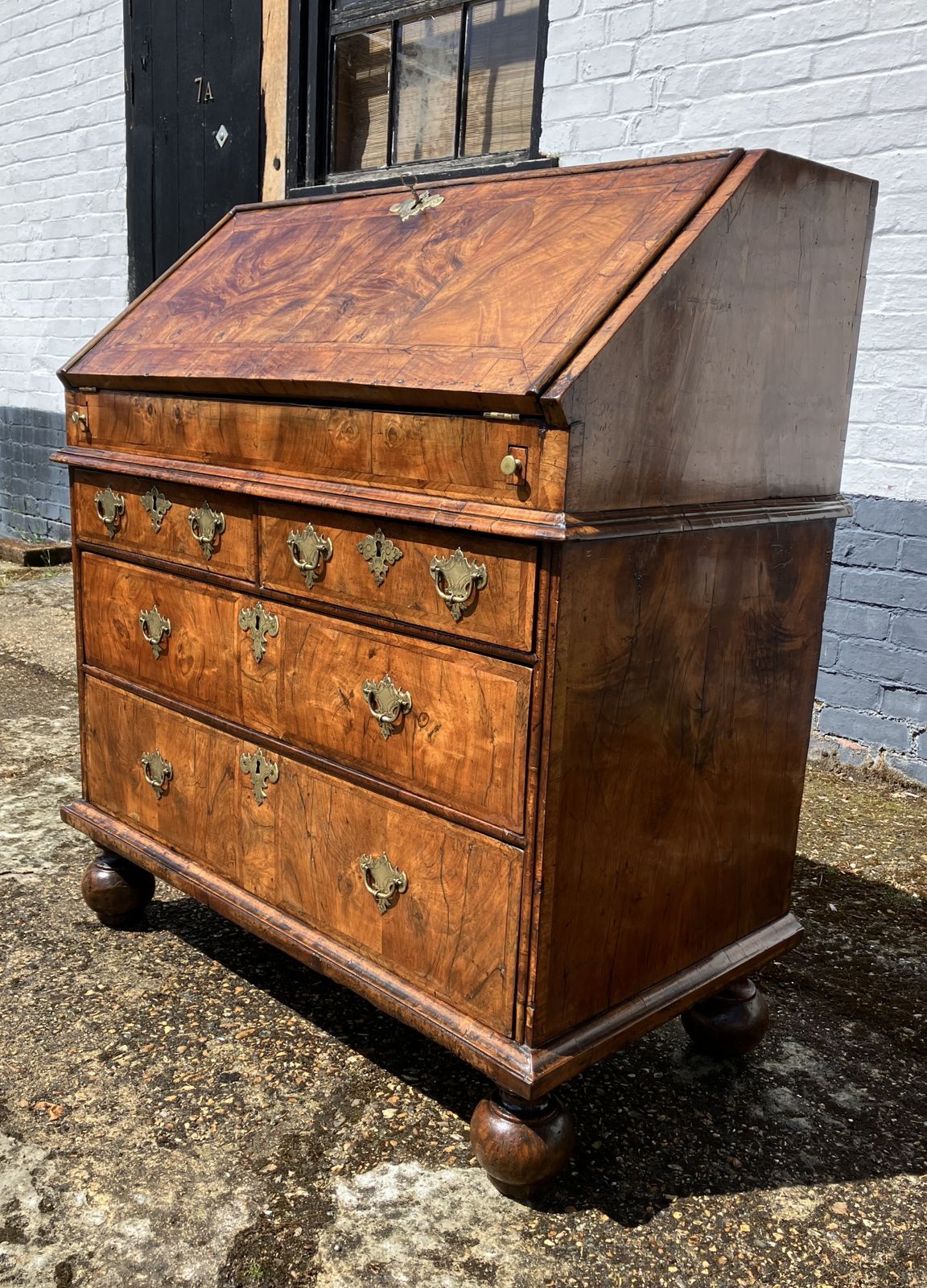 Fine Early 18th Century English Walnut Fall Front Bureau, Circa 1705 photo 6500.0