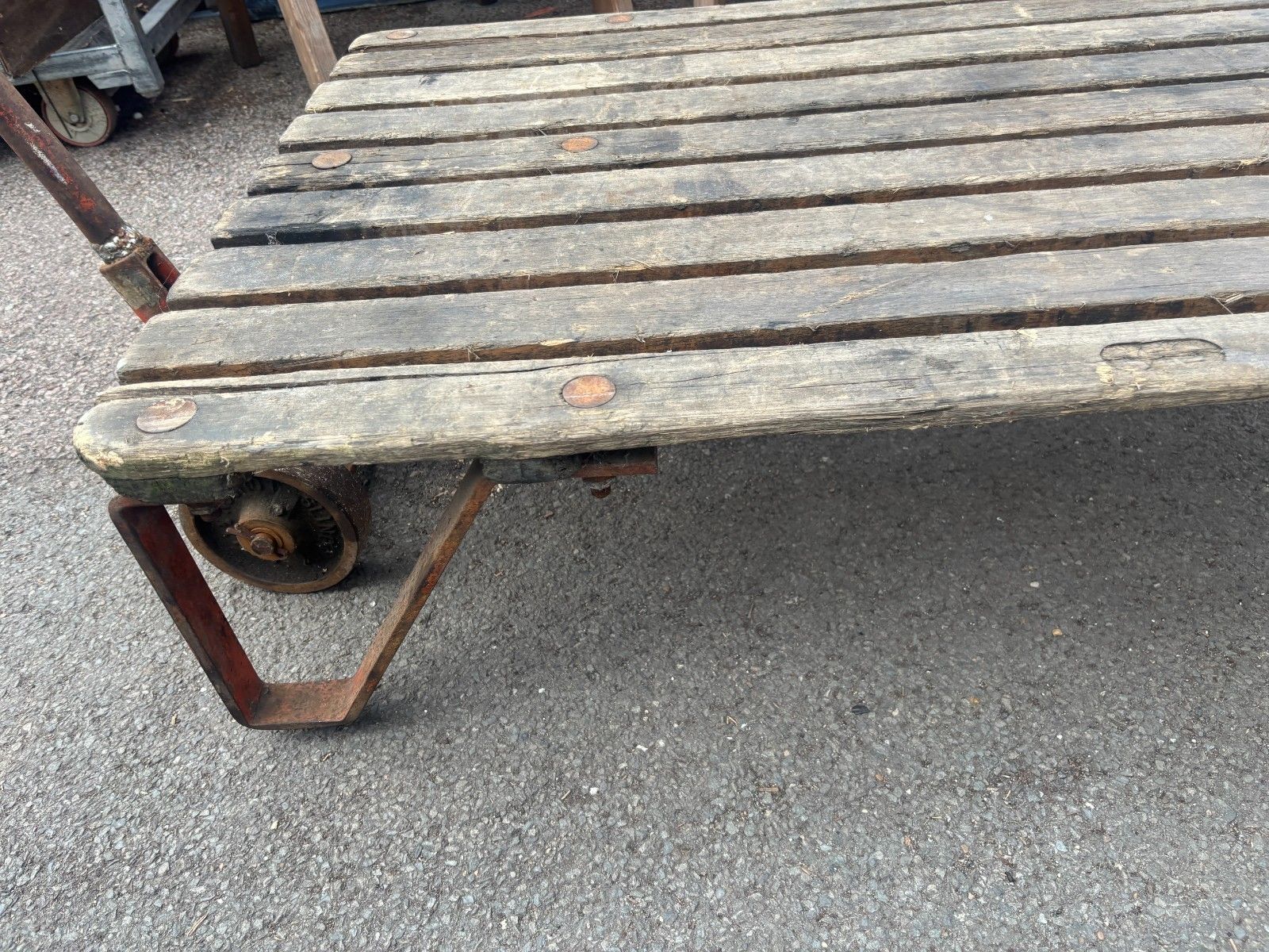 Vintage Slingsby London Industrial Turnable Trolley Cart photo for sale