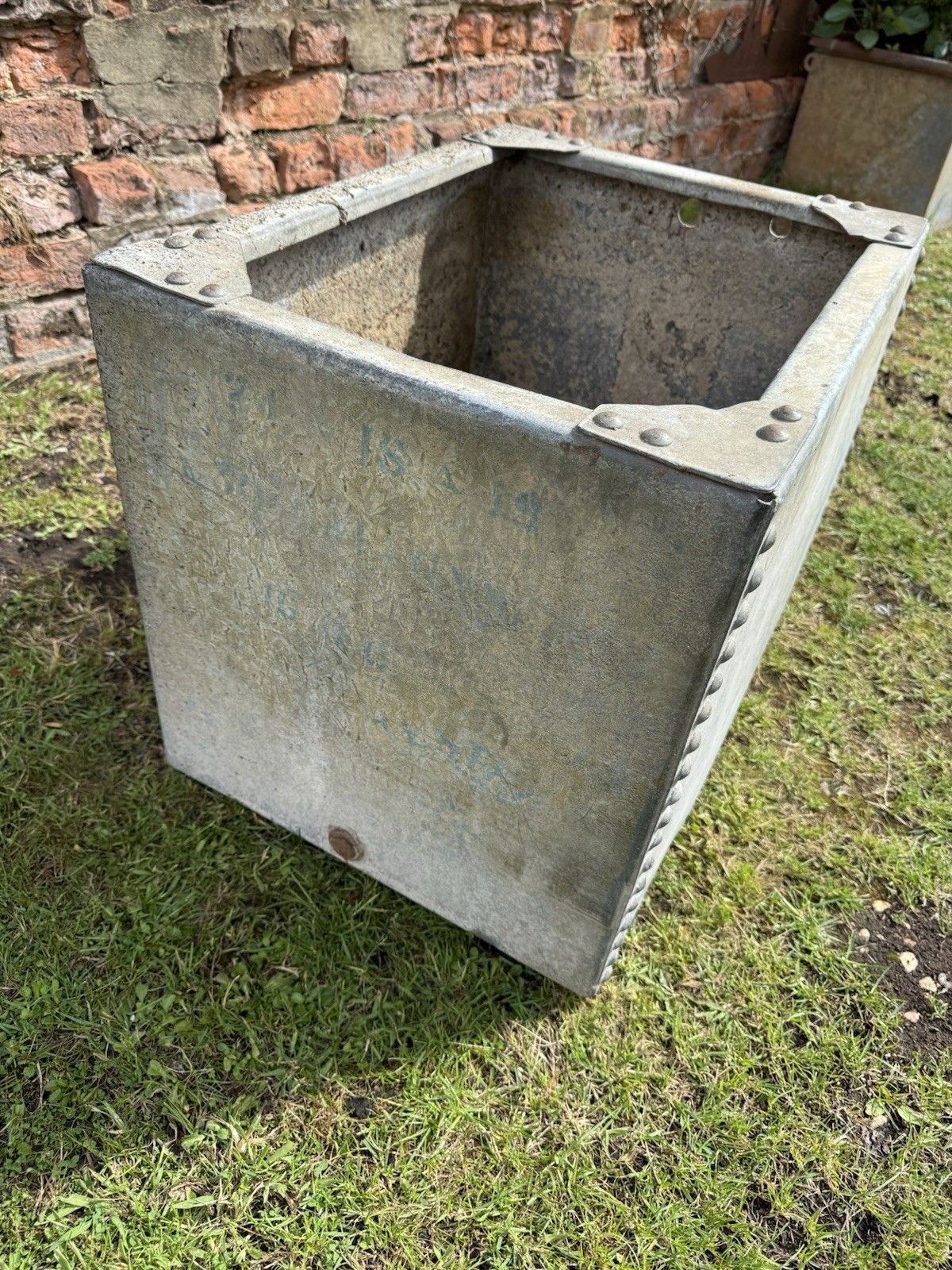 Riveted Galvanised Trough Planter /  Raised Flower Bed Plant Olive Tree Pot (T2 photo buy
