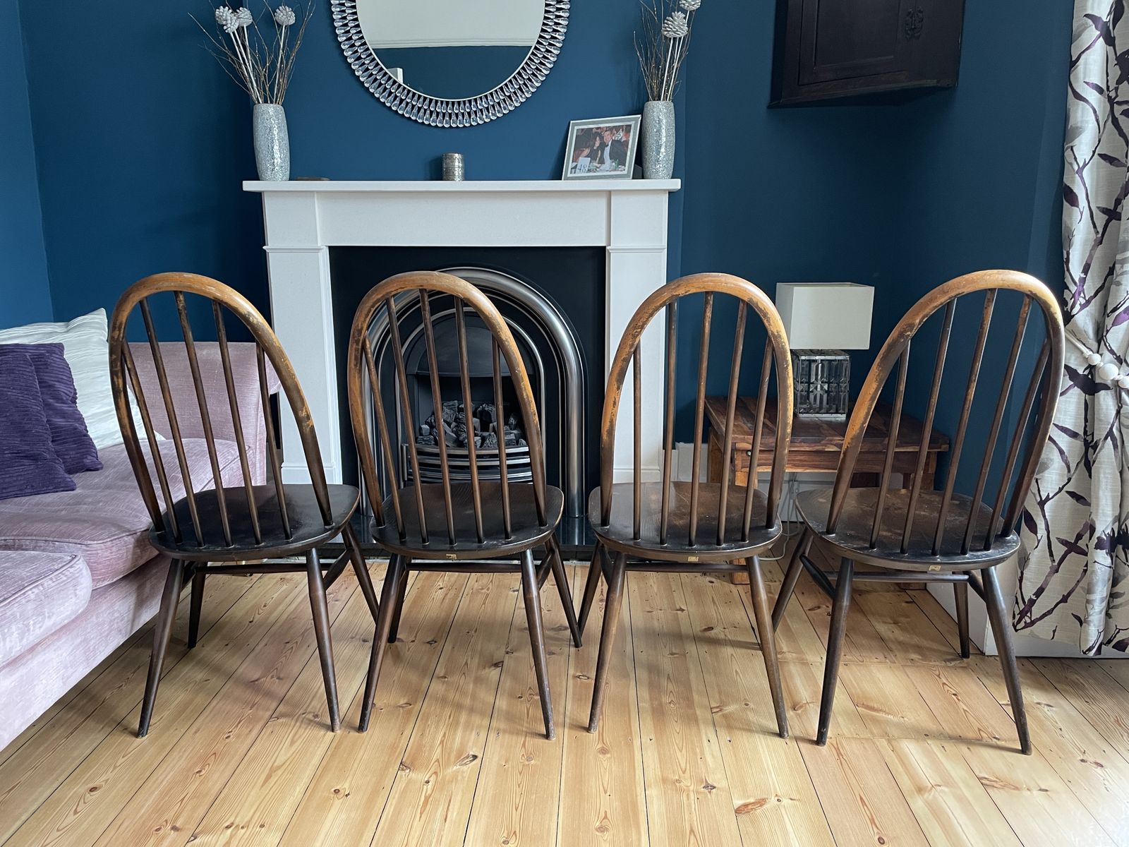 Four 4 1960 Ercol Dining Chairs Windsor Quaker photo furniture