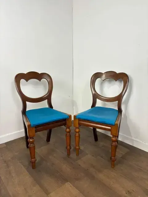 Victorian Pair Of Mahogany Balloon Back Chairs photo for sale