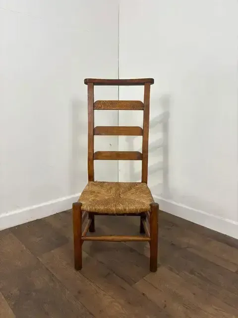 Antique Beech Rush Seat Prayer Chair photo furniture