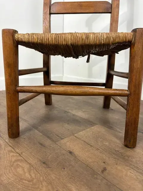 Antique Beech Rush Seat Prayer Chair photo for sale