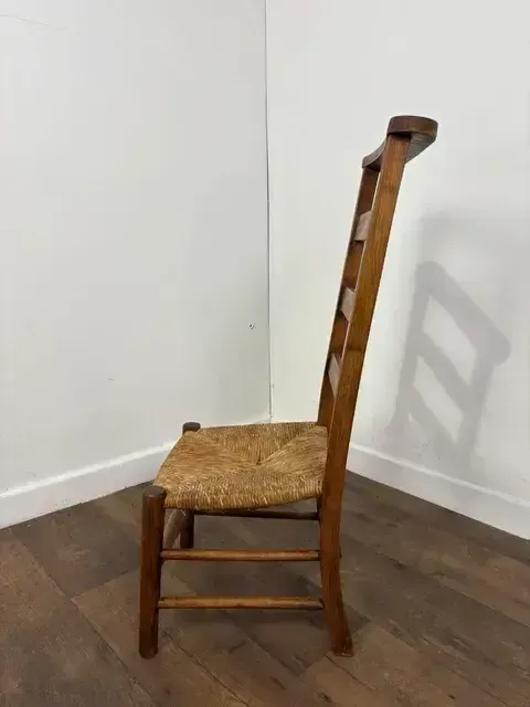 Antique Beech Rush Seat Prayer Chair photo Furniture